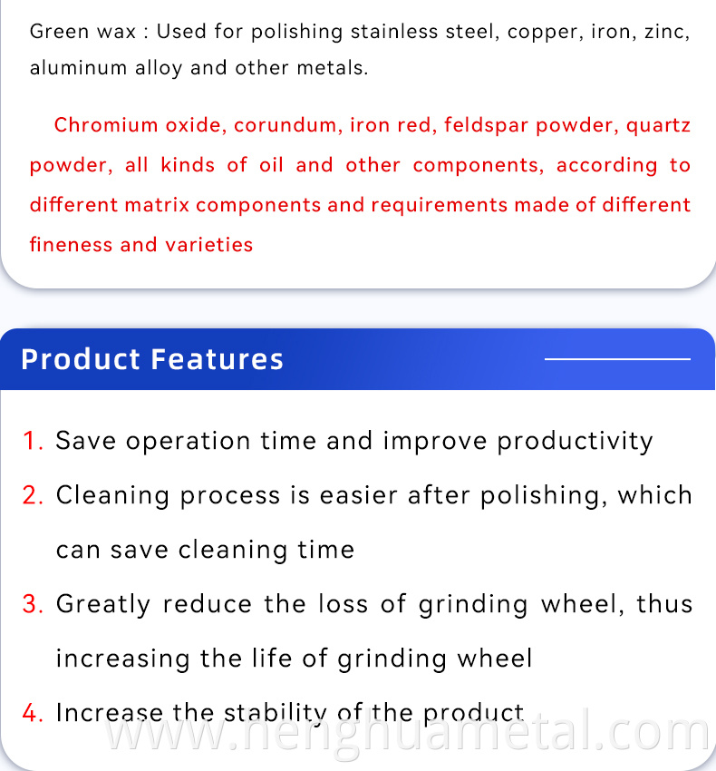 White solid grind compounds/wax/paste bar to reach mirror effect finishing